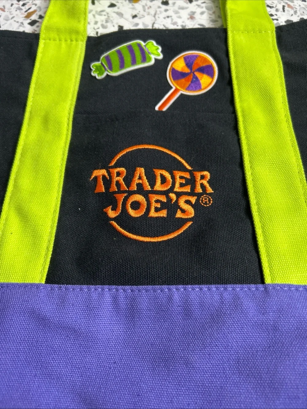 Trader Joe’s Halloween Mini Canvas Reusable Bag: Black Purple Green Multicolor